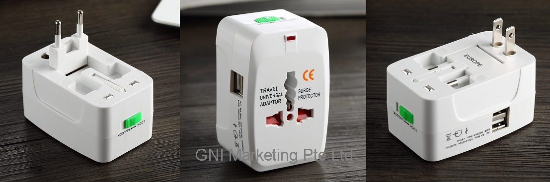 Universal Travel Adaptor with 2 USB Hub - 1199 (image for) Universal Travel Adaptor with 2 USB Hub - 1199